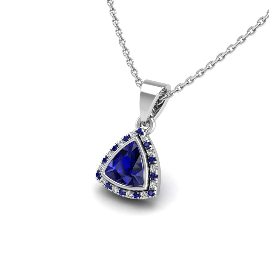 Divine Halo Pendant - Blue Sapphire Trillion