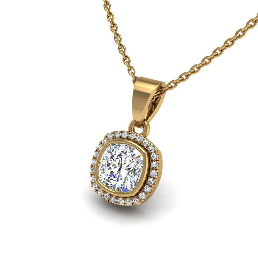 Divine Halo Pendant - Diamond Cushion