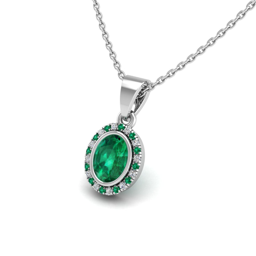 Divine Halo Pendant - Emerald Oval