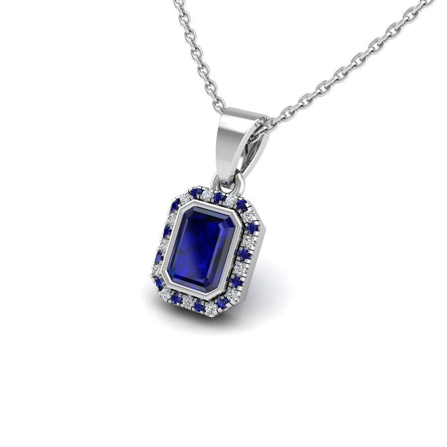 Divine Halo Pendant - Blue Sapphire Emerald