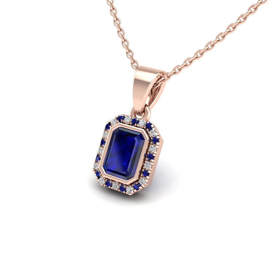 Divine Halo Pendant - Blue Sapphire Emerald