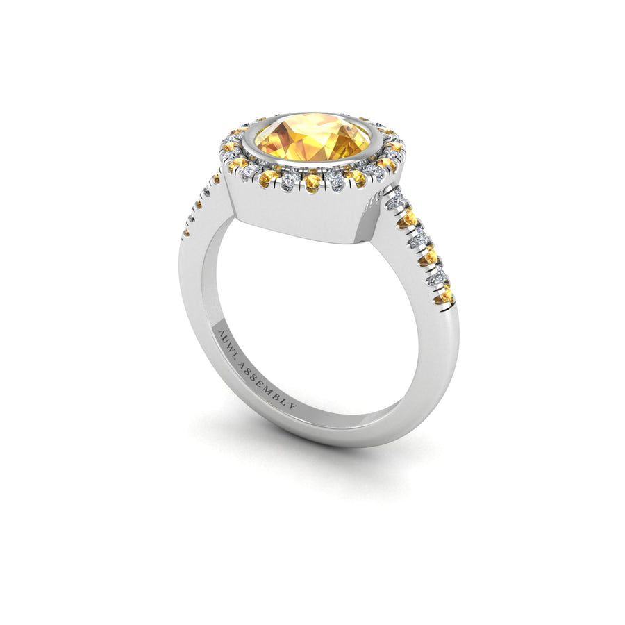 Starry Halo Ring - Yellow Sapphire Round