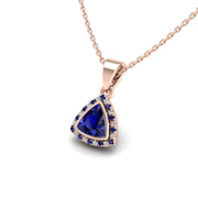 Divine Halo Pendant - Blue Sapphire Trillion