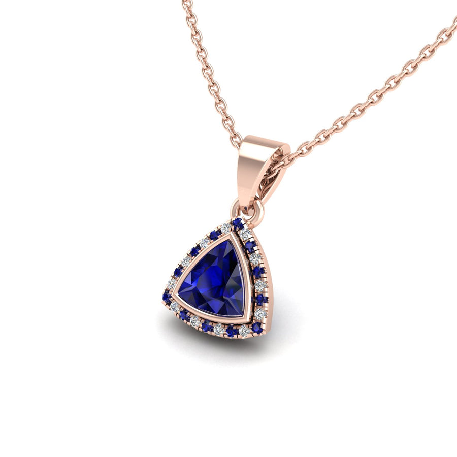 Divine Halo Pendant - Blue Sapphire Trillion