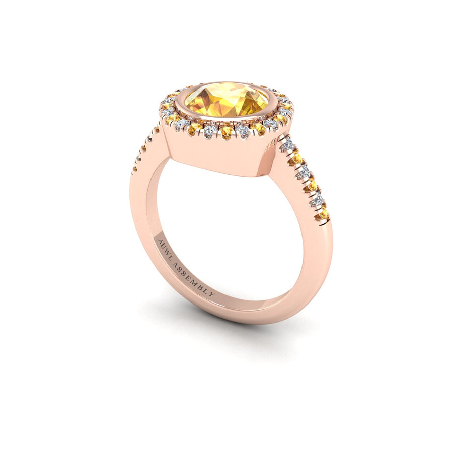 Starry Halo Ring - Yellow Sapphire Round
