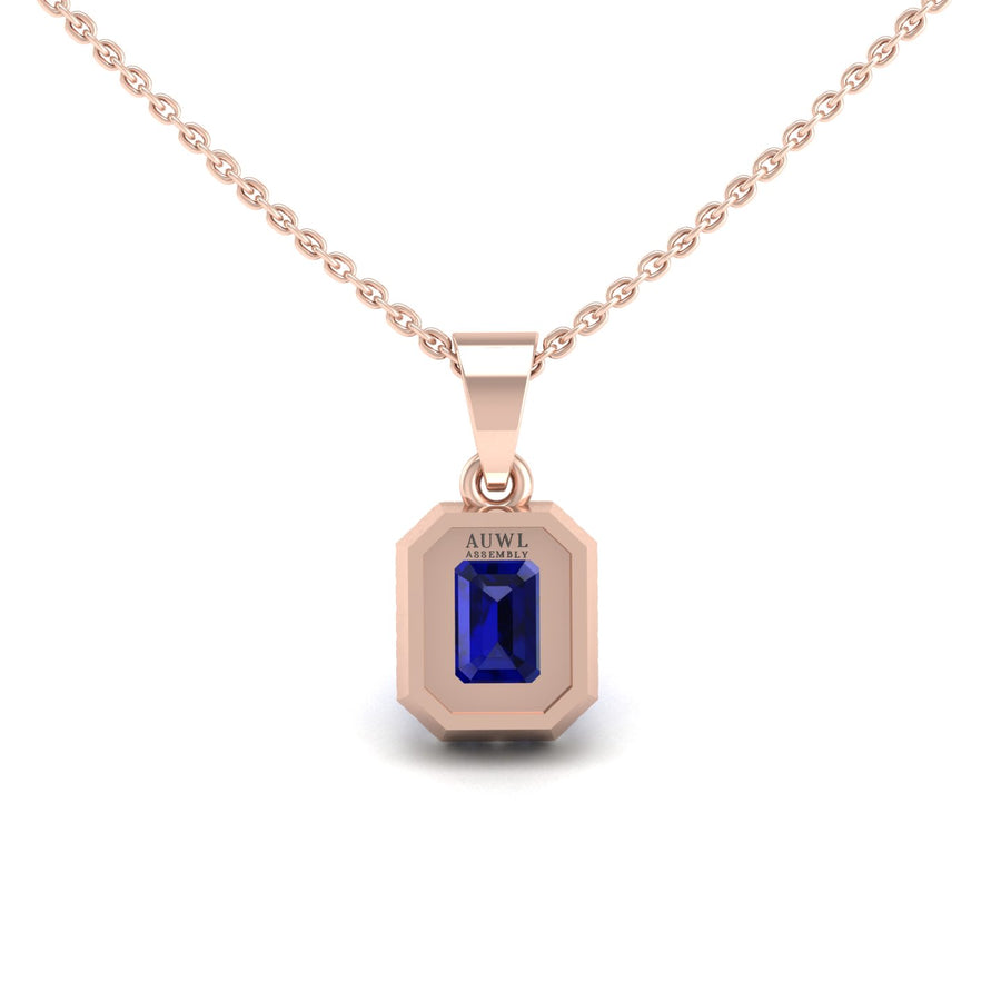 Divine Halo Pendant - Blue Sapphire Emerald