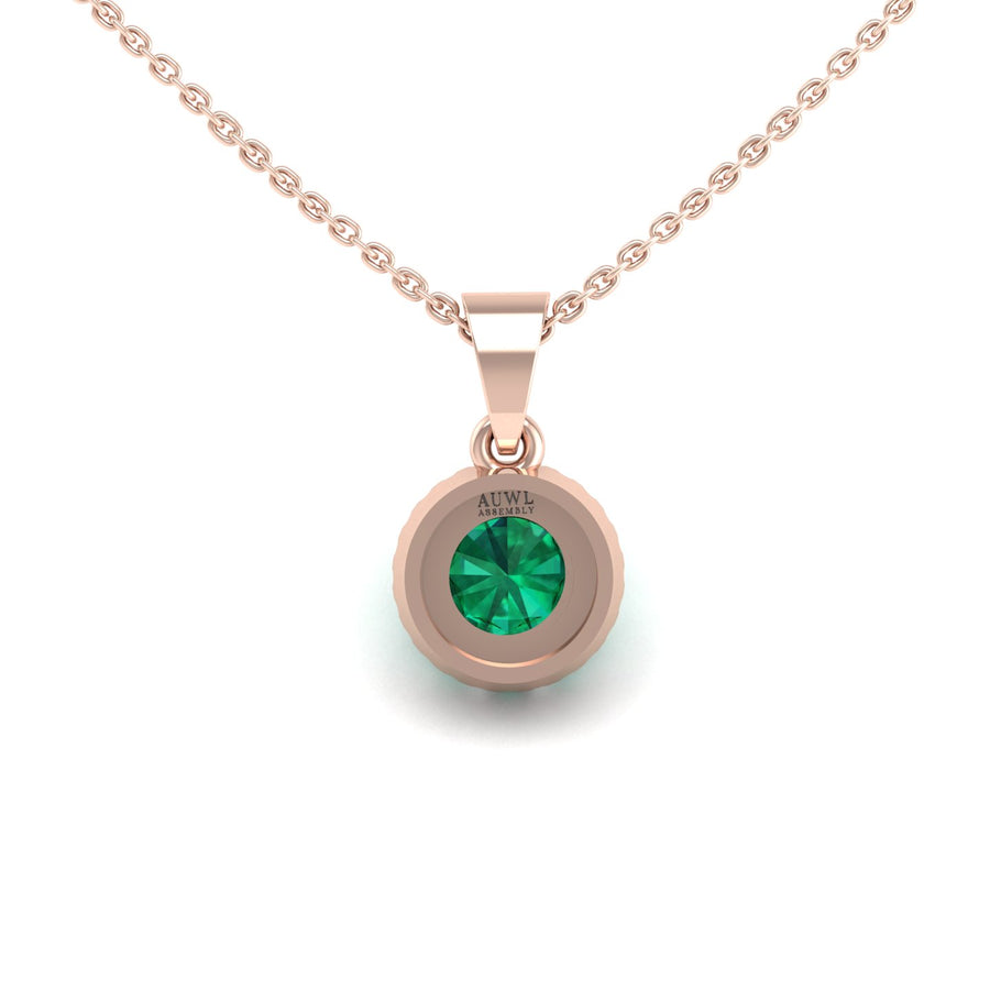 Divine Halo Pendant - Emerald Round