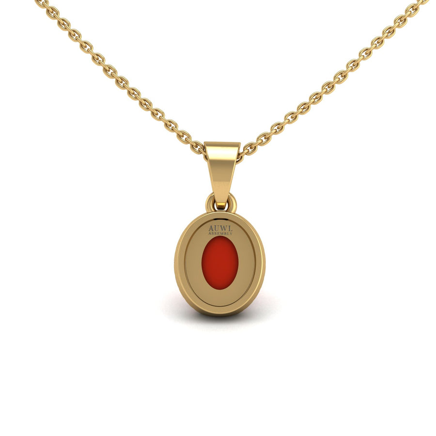 Divine Halo Pendant - Red Coral Oval