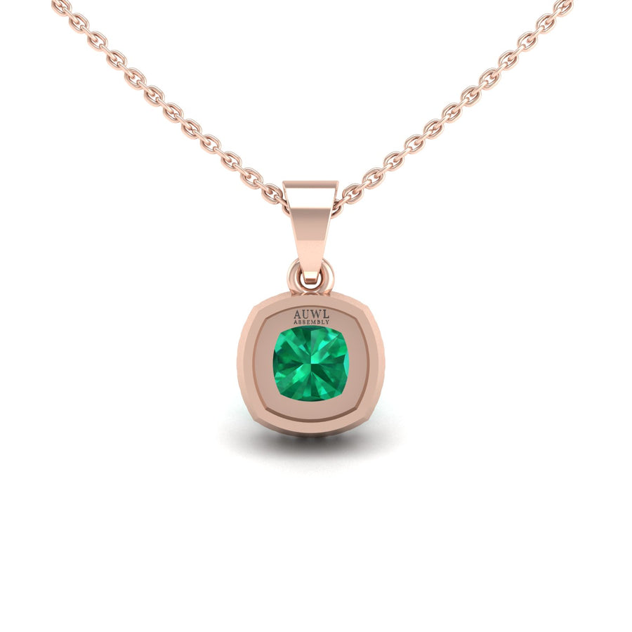 Divine Halo Pendant - Emerald Cushion
