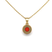 Divine Halo Pendant - Red Coral Round