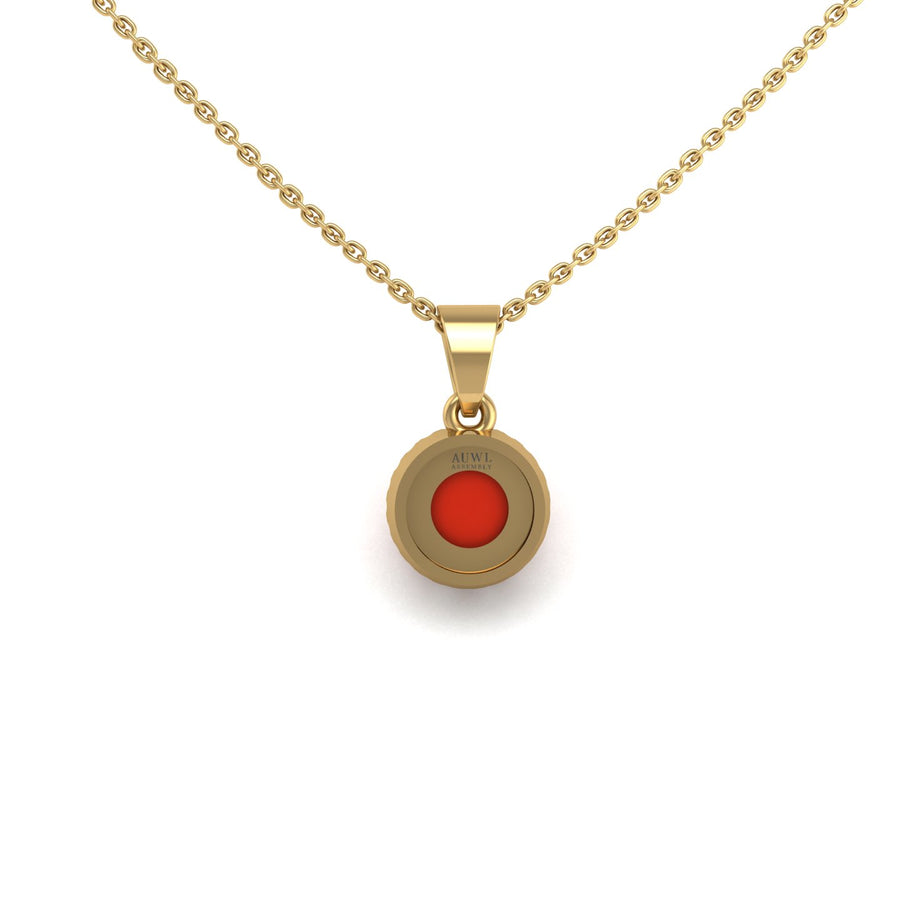 Divine Halo Pendant - Red Coral Round