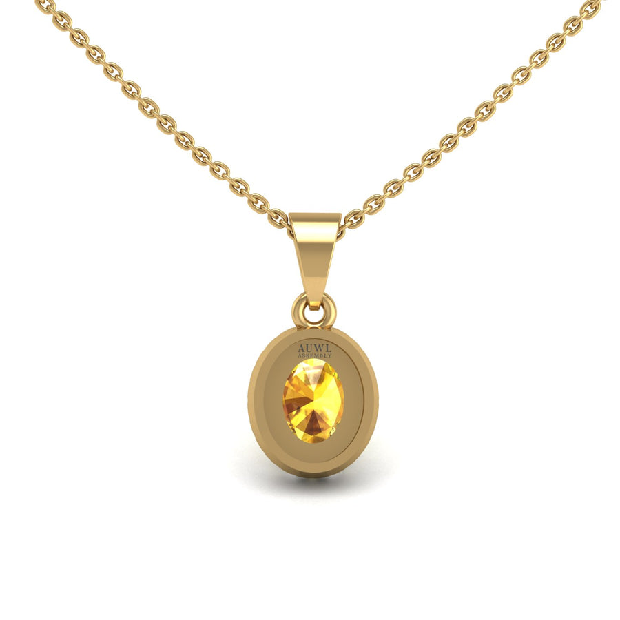 Divine Halo Pendant - Yellow Sapphire Oval