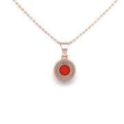 Divine Halo Pendant - Red Coral Round
