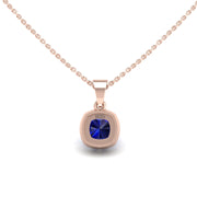 Divine Halo Pendant - Blue Sapphire Cushion