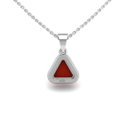 Divine Halo Pendant - Red Coral Trillion