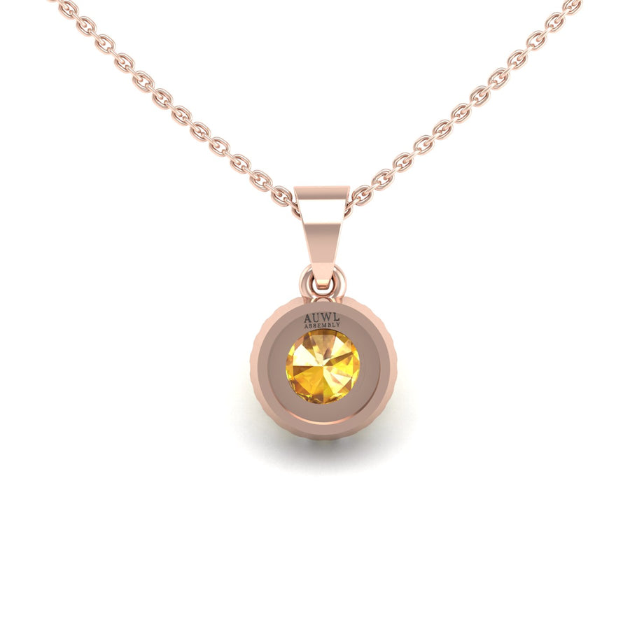 Divine Halo Pendant - Yellow Sapphire Round