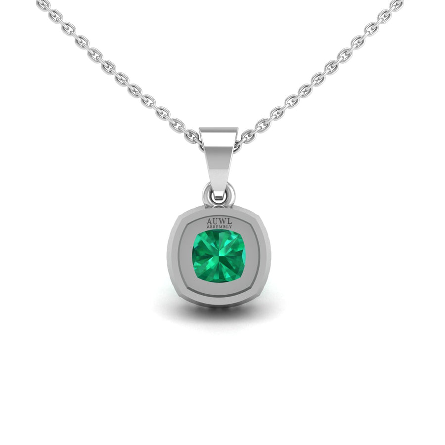 Divine Halo Pendant - Emerald Cushion