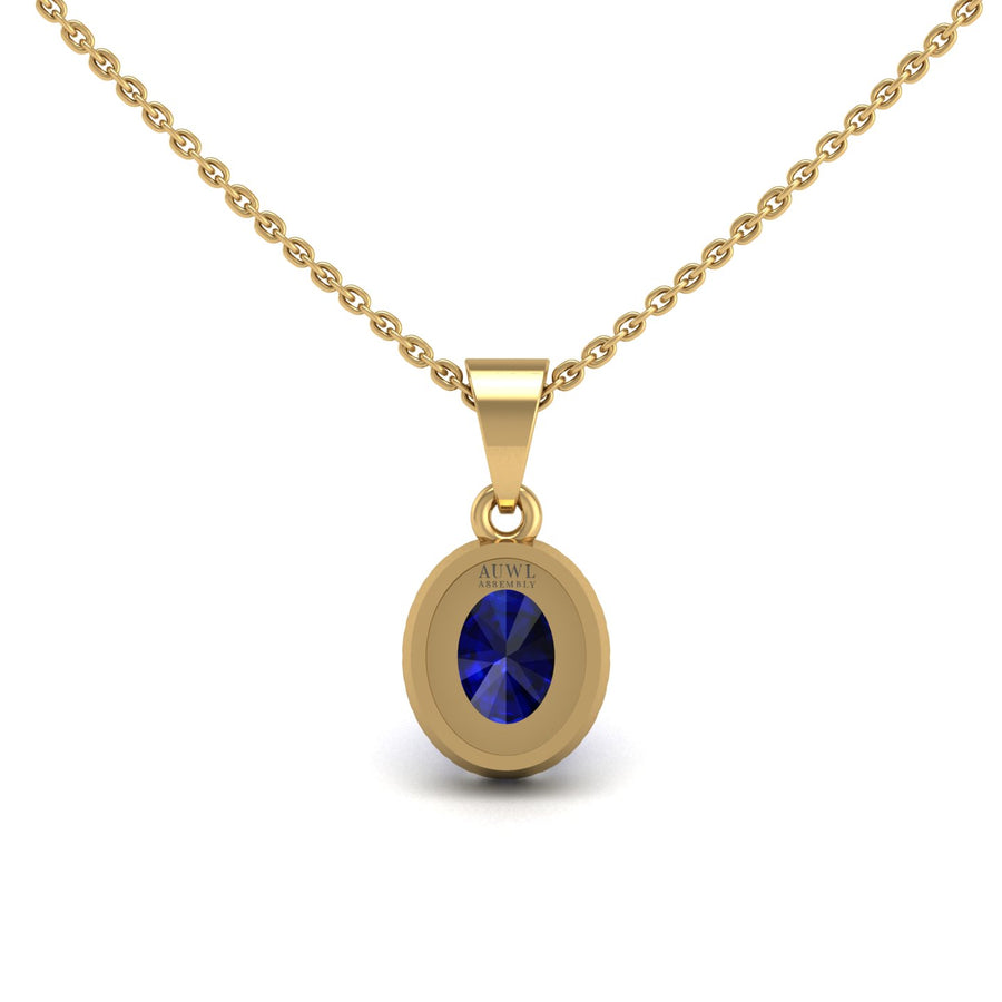 Divine Halo Pendant - Blue Sapphire Oval
