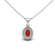 Divine Halo Pendant - Red Coral Oval