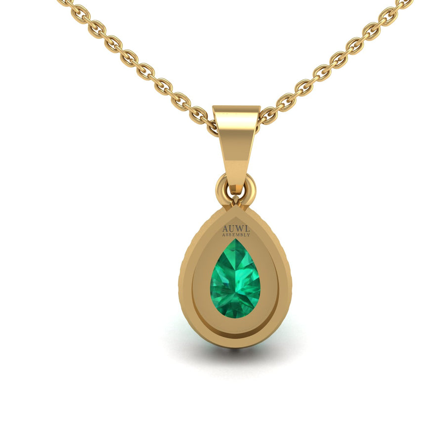 Divine Halo Pendant - Emerald Pear