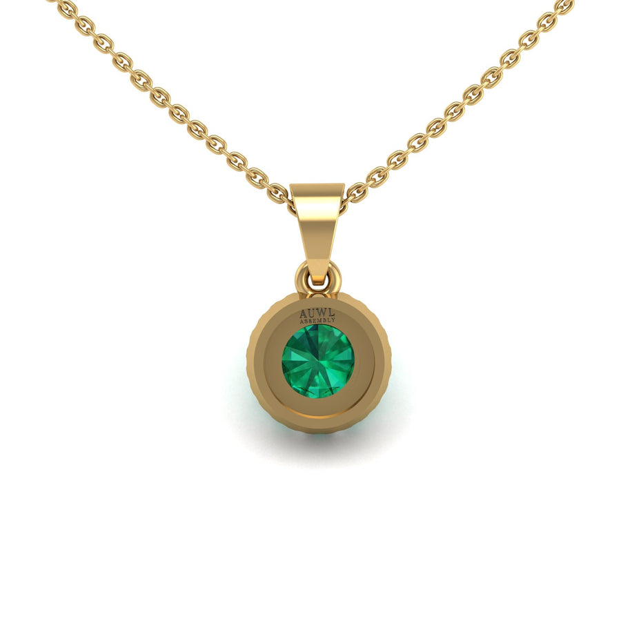 Divine Halo Pendant - Emerald Round