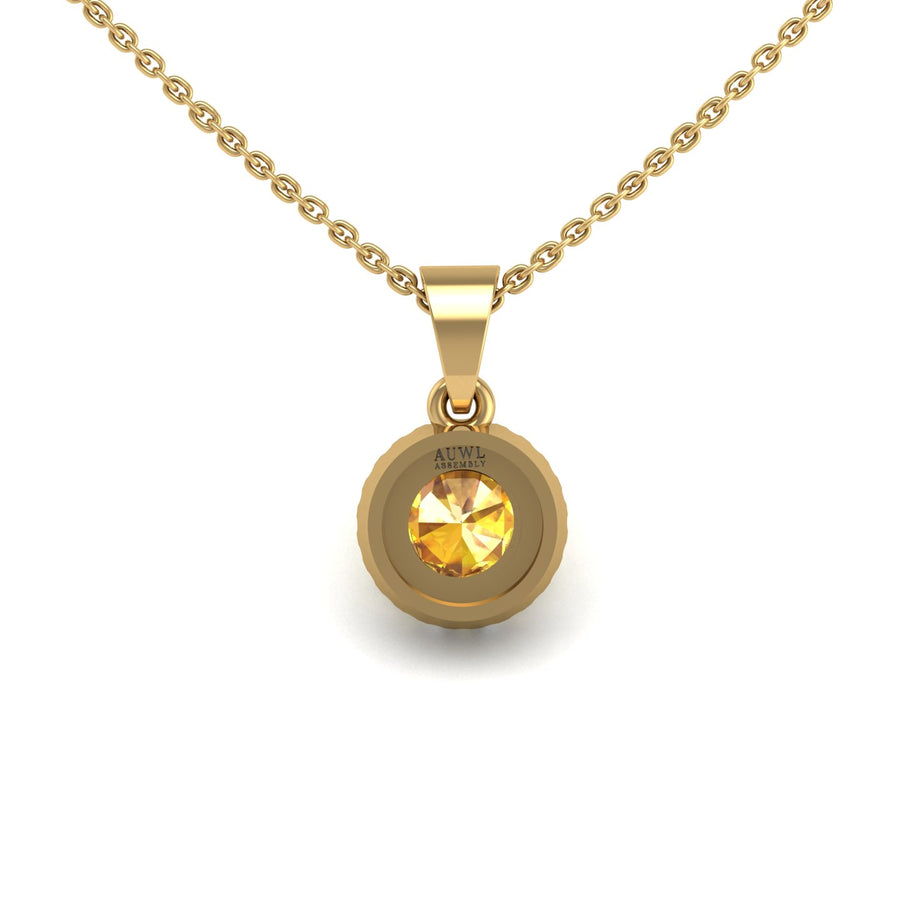 Divine Halo Pendant - Yellow Sapphire Round