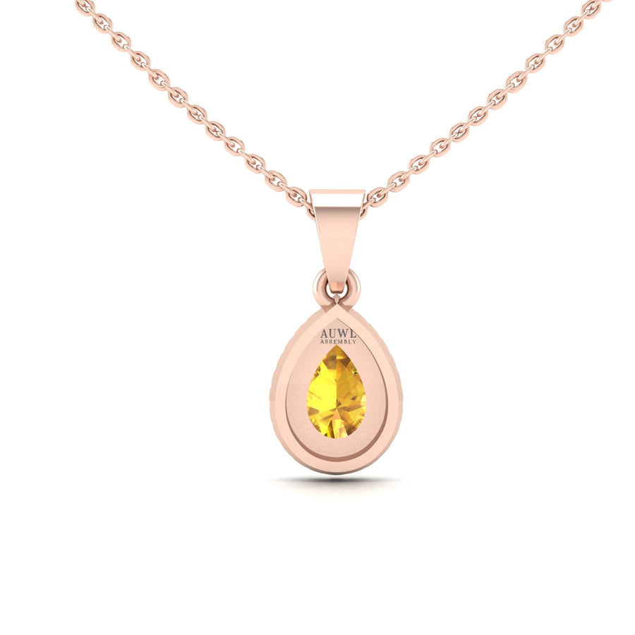 Divine Halo Pendant - Yellow Sapphire Pear
