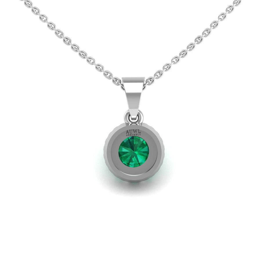 Divine Halo Pendant - Emerald Round