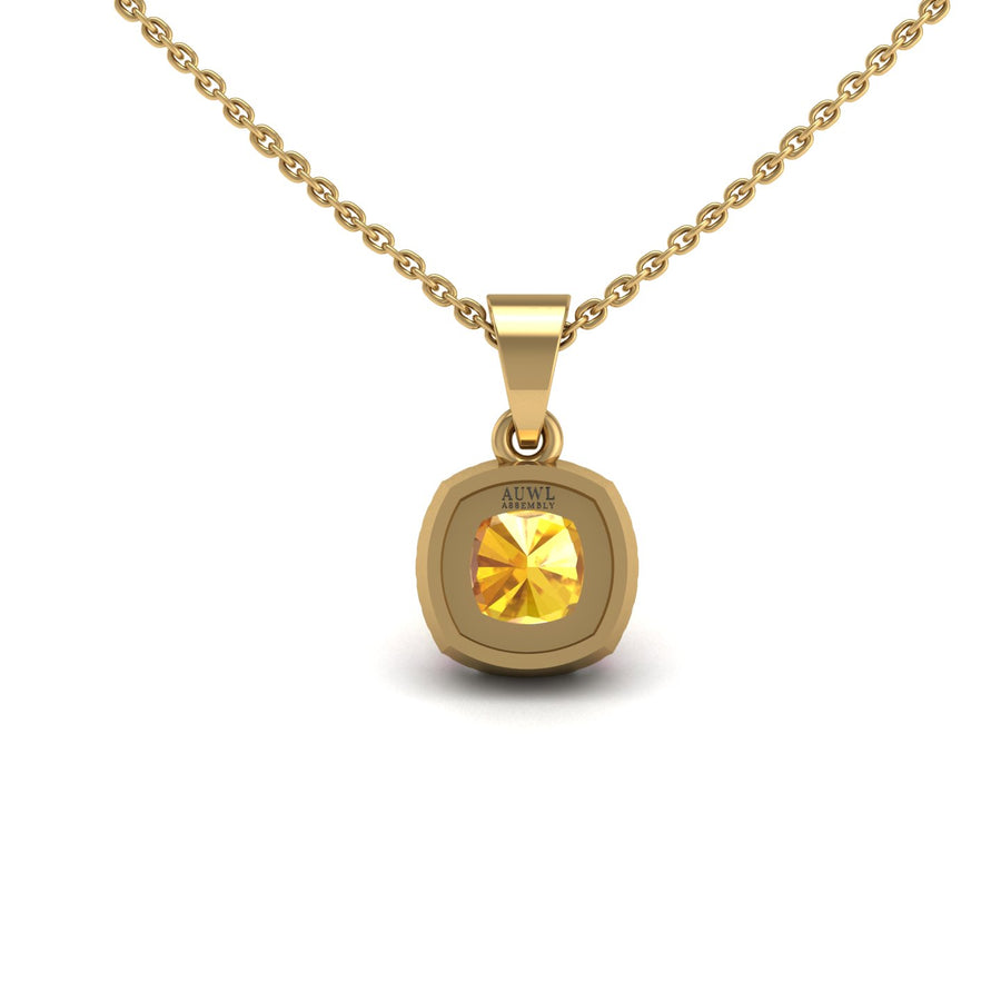 Divine Halo Pendant - Yellow Sapphire Cushion
