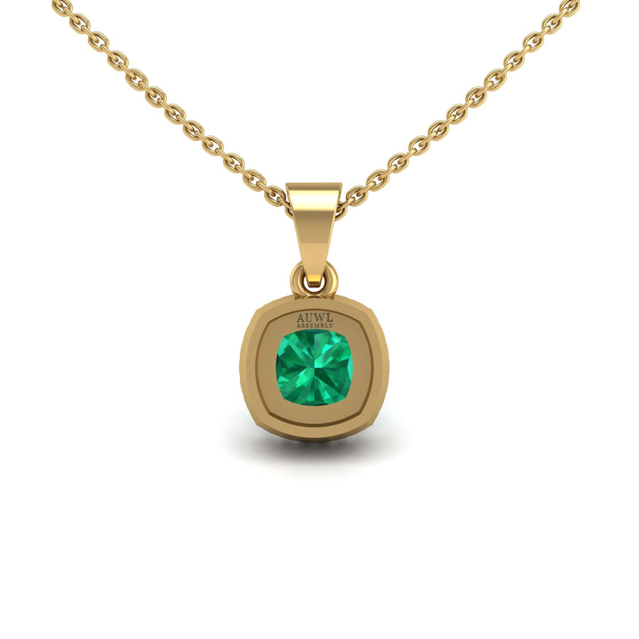 Divine Halo Pendant - Emerald Cushion