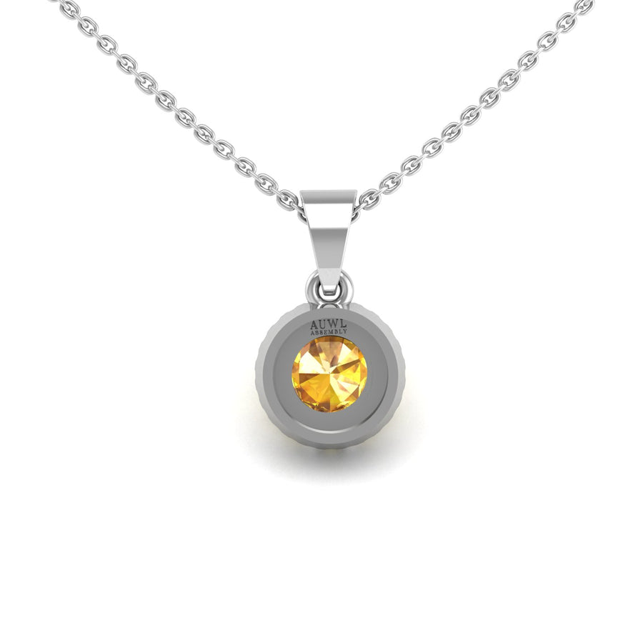 Divine Halo Pendant - Yellow Sapphire Round