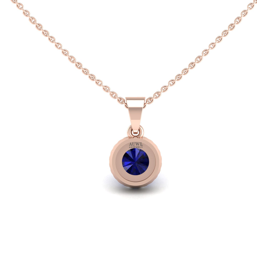 Divine Halo Pendant - Blue Sapphire Round