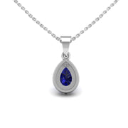 Divine Halo Pendant - Blue Sapphire Pear