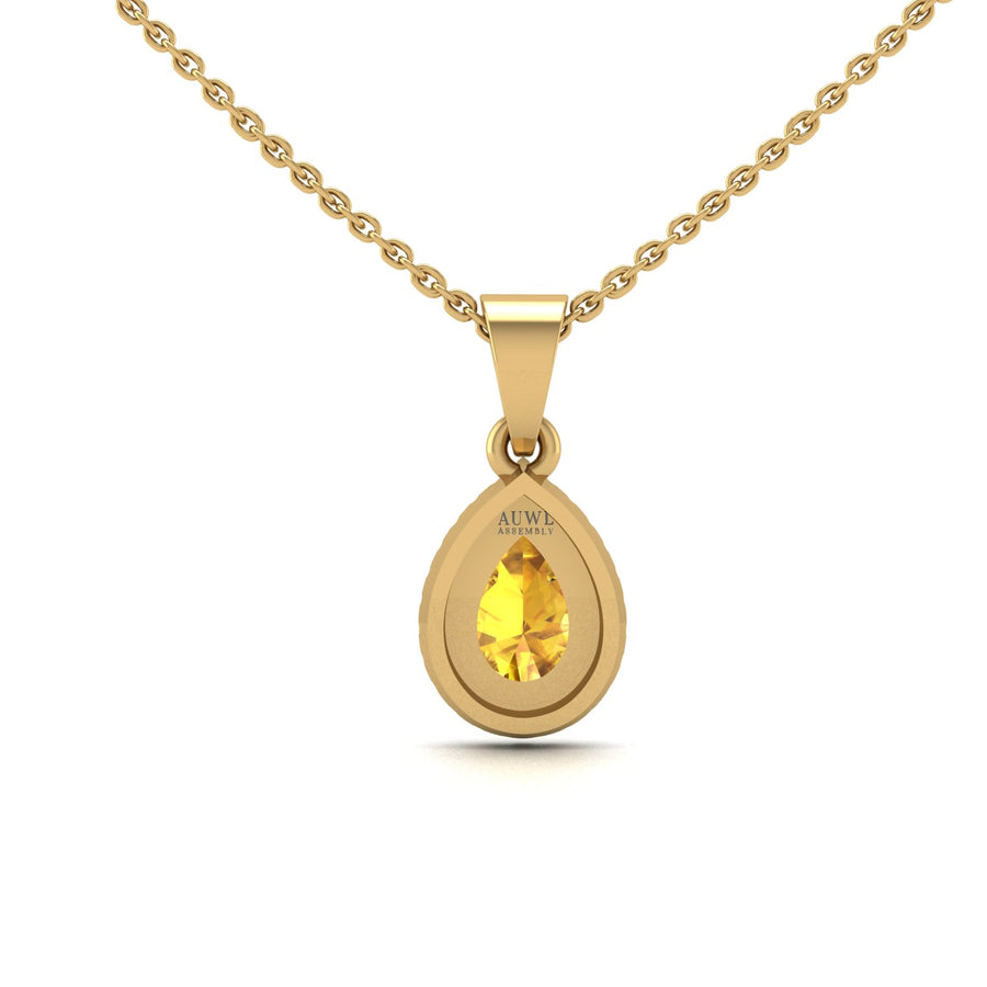 Divine Halo Pendant - Yellow Sapphire Pear