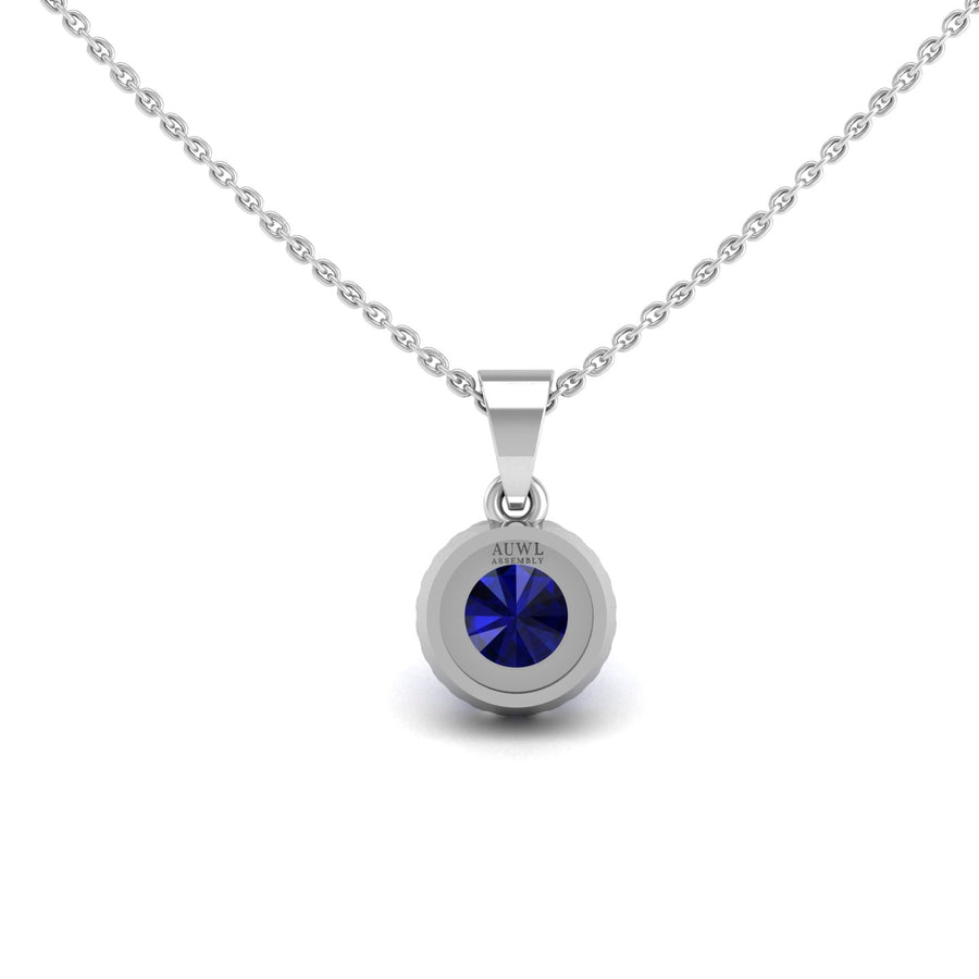 Divine Halo Pendant - Blue Sapphire Round