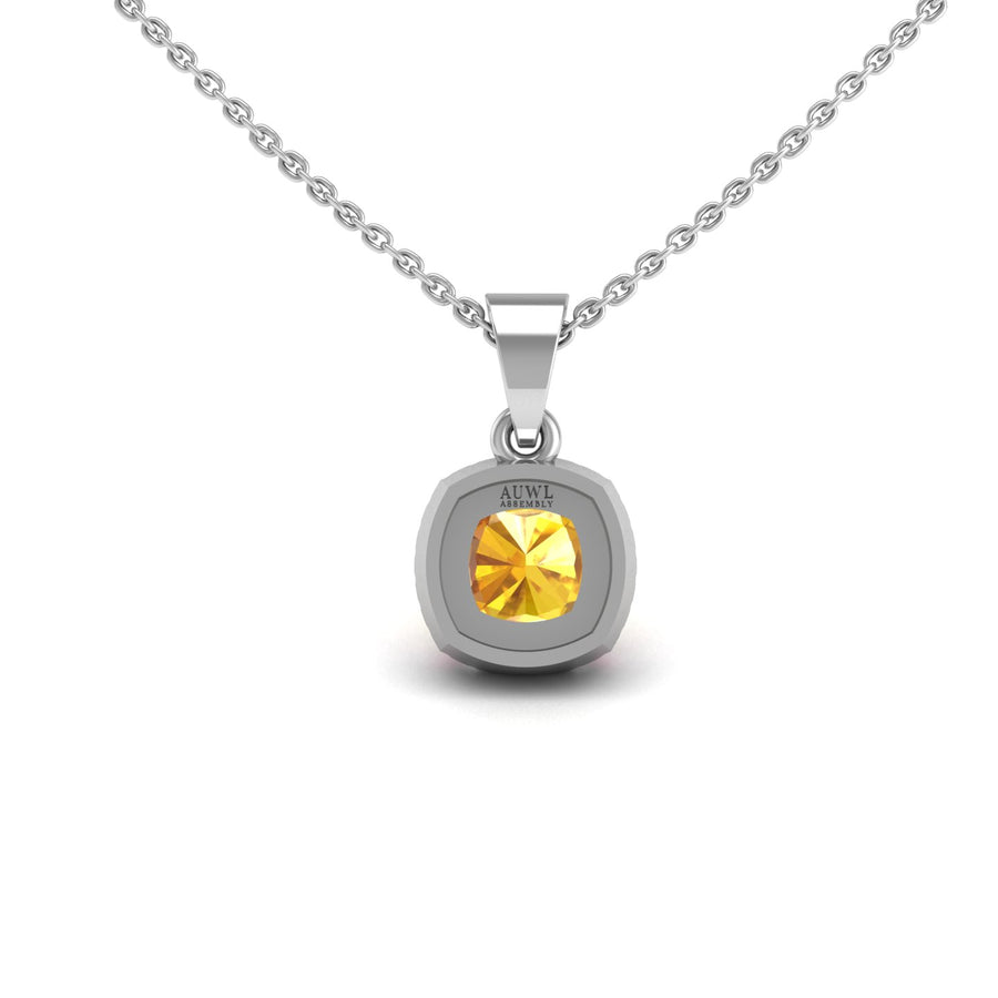 Divine Halo Pendant - Yellow Sapphire Cushion