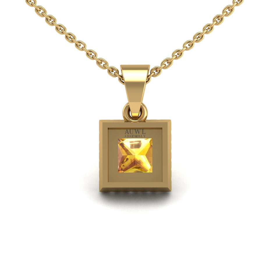 Divine Halo Pendant - Yellow Sapphire Princess