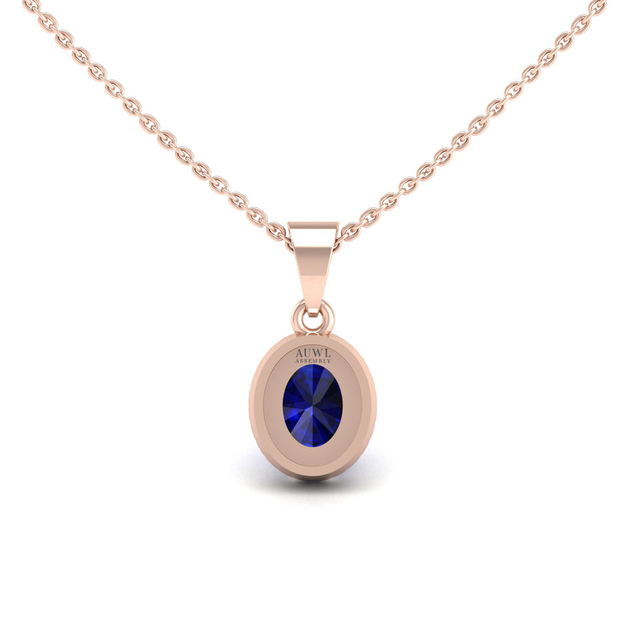 Divine Halo Pendant - Blue Sapphire Oval