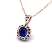 18k rose gold Zodiac birthstone gold chain necklace with blue sapphire gemstone, designed for women, perfect astrology jewelry from Celestial Vibe collection at AUWL Assembly
