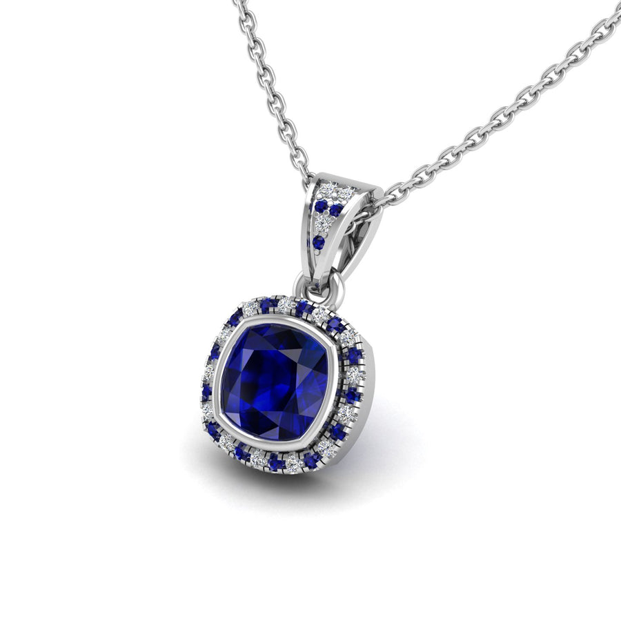 18k white gold Zodiac birthstone gold chain necklace with blue sapphire gemstone, designed for women, perfect astrology jewelry from Celestial Vibe collection at AUWL Assembly
