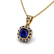 18k yellow gold Zodiac birthstone gold chain necklace with blue sapphire gemstone, designed for women, perfect astrology jewelry from Celestial Vibe collection at AUWL Assembly