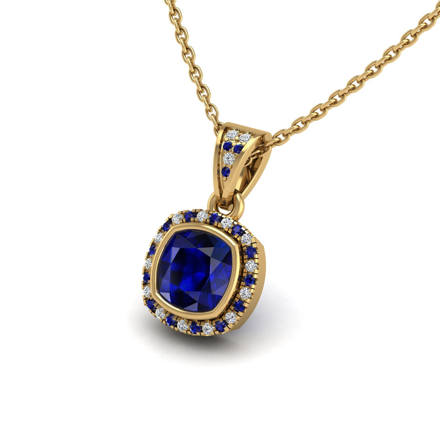 18k yellow gold Zodiac birthstone gold chain necklace with blue sapphire gemstone, designed for women, perfect astrology jewelry from Celestial Vibe collection at AUWL Assembly