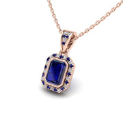 18k rose gold Zodiac birthstone gold chain necklace with blue sapphire gemstone, designed for women, perfect astrology jewelry from Celestial Vibe collection at AUWL Assembly