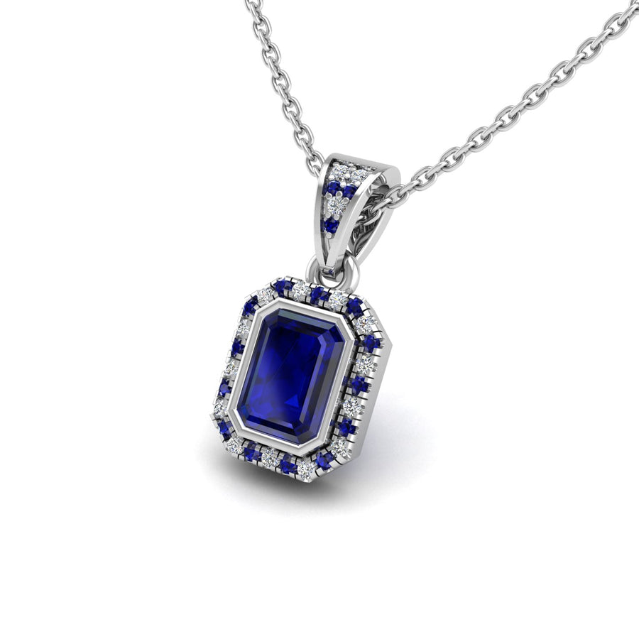 18k white gold Zodiac birthstone gold chain necklace with blue sapphire gemstone, designed for women, perfect astrology jewelry from Celestial Vibe collection at AUWL Assembly