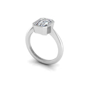 Diamond Solitaire Ring in Emerald Cut 18k white gold, Zodiac Birthstone Ring, designed for women, perfect astrology jewelry from Celestial Vibe collection at AUWL Assembly