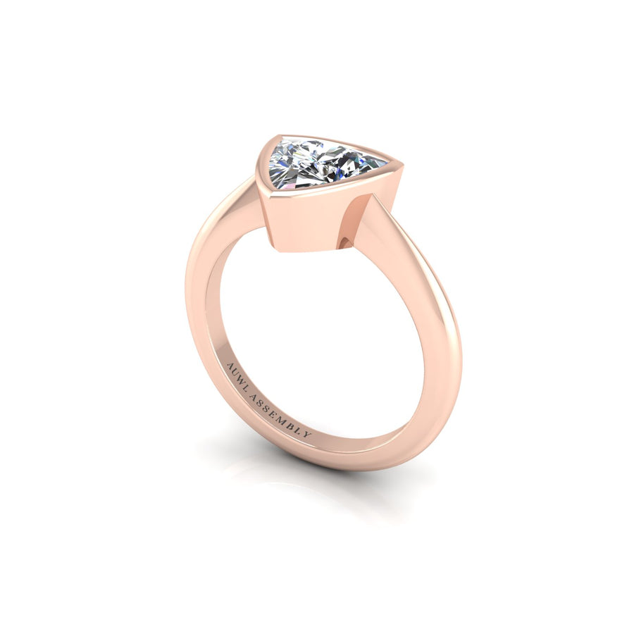 Diamond Solitaire Ring in Trillion Cut 18k rose gold, Zodiac Birthstone Ring, designed for women, perfect astrology jewelry from Celestial Vibe collection at AUWL Assembly