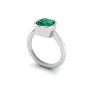 Emerald Solitaire Ring in Cushion Cut 18k white gold, Zodiac Birthstone Ring, designed for women, perfect astrology jewelry from Celestial Vibe collection at AUWL Assembly