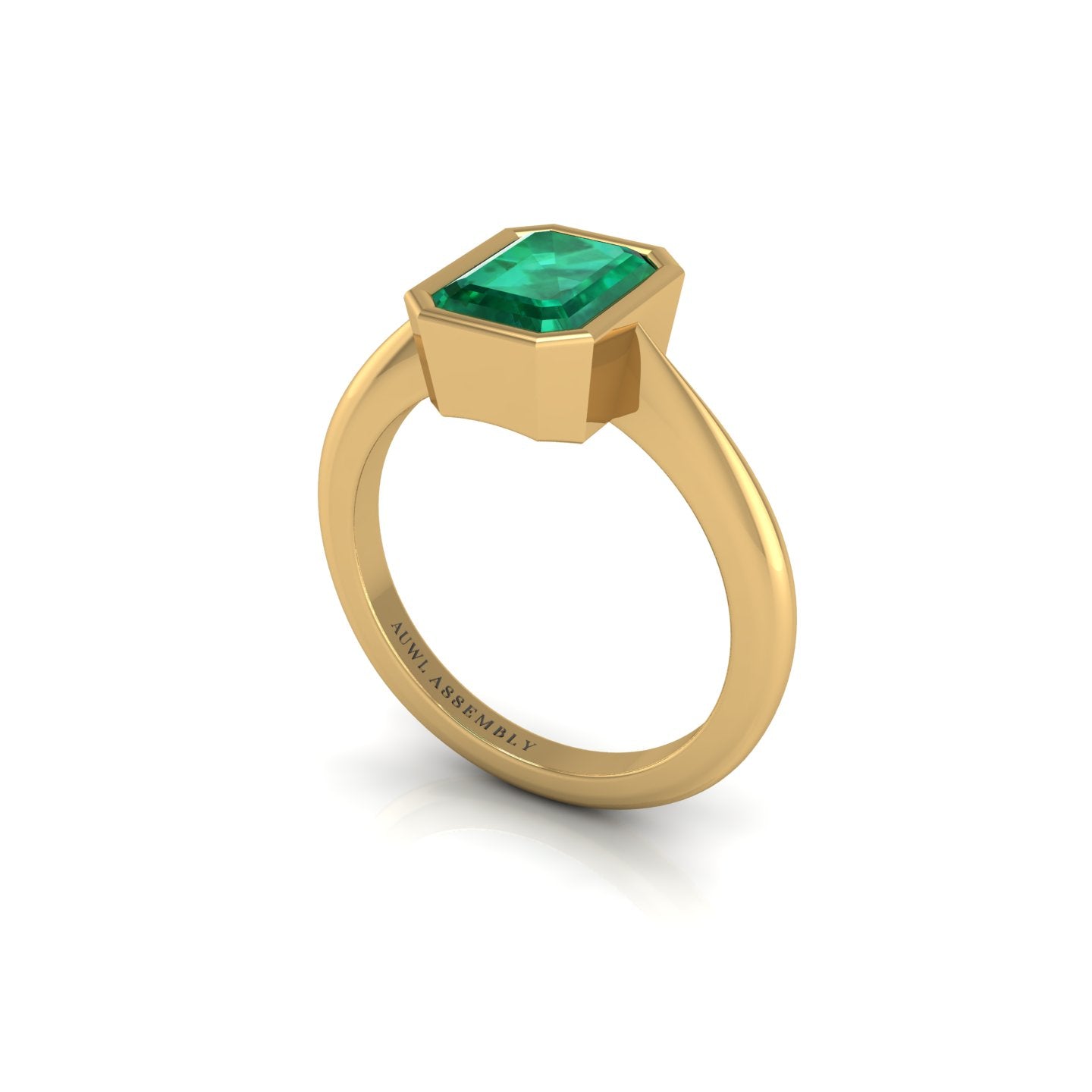 Emerald Solitaire Ring in Emerald Cut 18k yellow gold, Zodiac Birthstone Ring, designed for women, perfect astrology jewelry from Celestial Vibe collection at AUWL Assembly