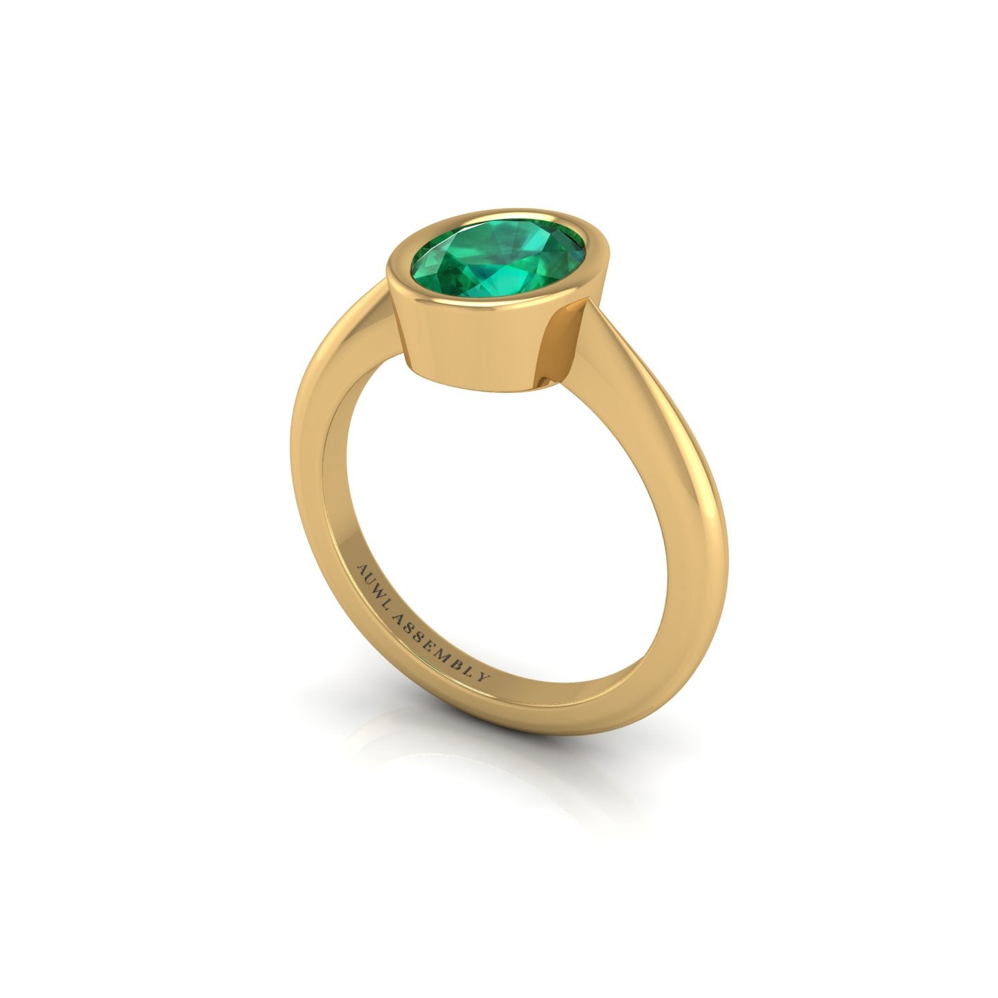 Emerald Solitaire Ring in Oval Cut 18k yellow gold, Zodiac Birthstone Ring, designed for women, perfect astrology jewelry from Celestial Vibe collection at AUWL Assembly