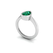 Emerald Solitaire Ring in Pear Cut 18k white gold, Zodiac Birthstone Ring, designed for women, perfect astrology jewelry from Celestial Vibe collection at AUWL Assembly